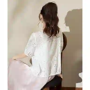 法文箱子 夏 高级感女短袖上衣衬衫 宽松 女款