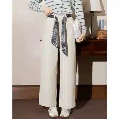 法文箱子 宽松纯色窄版休闲裤 女款