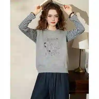 法文箱子 刺绣针织春秋季马甲 女款