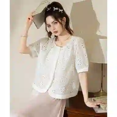 法文箱子 夏 高级感女短袖上衣衬衫 宽松 女款