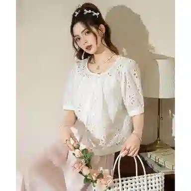 法文箱子 夏 高级感女短袖上衣衬衫 宽松 女款