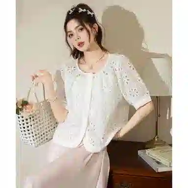 法文箱子 夏 高级感女短袖上衣衬衫 宽松 女款