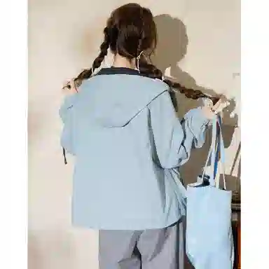 法文箱子 短款连帽宽松夹克 女款