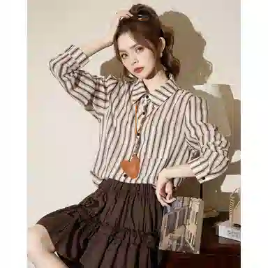 法文箱子 宽松长袖秋季衬衫 女款