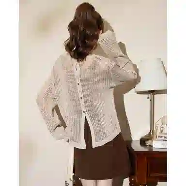 法文箱子 镂空宽松显瘦针织衫 女款