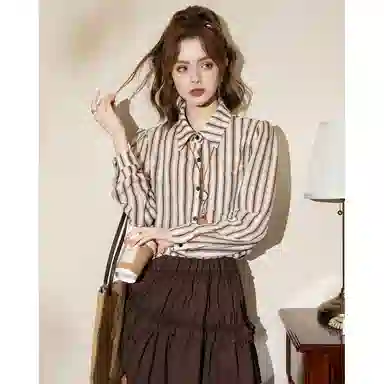 法文箱子 宽松长袖秋季衬衫 女款