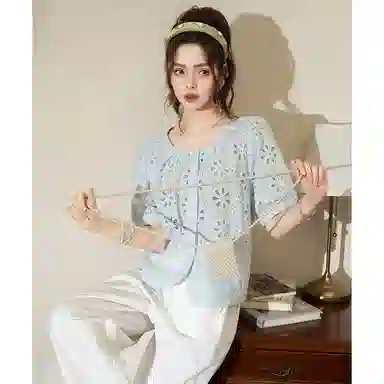 法文箱子 夏 高级感女短袖上衣衬衫 宽松 女款