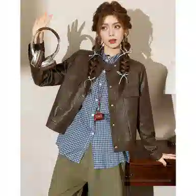 法文箱子 高级感小个子短款皮衣 女款