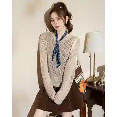 法文箱子 镂空宽松显瘦针织衫 女款