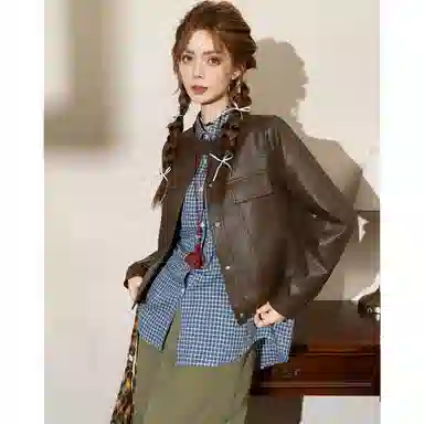 法文箱子 高级感小个子短款皮衣 女款