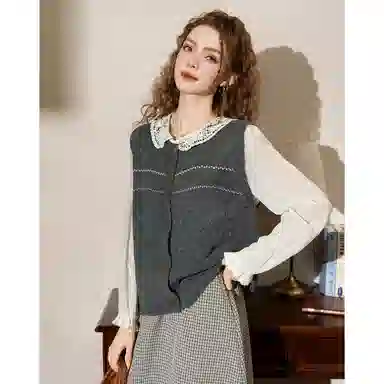 法文箱子 羊毛秋季叠穿马甲 女款