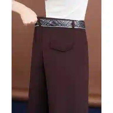 法文箱子 宽松纯色窄版休闲裤 女款