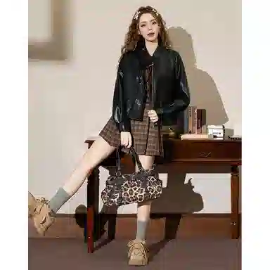 法文箱子 高级感小个子机车夹克 女款