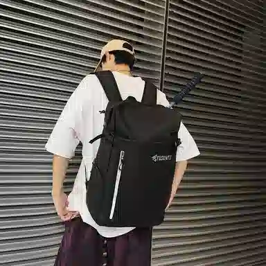 茵初 大容量拼色背包多功能运动防水书包 皮膜 双肩包 常规 男女同款情侣款 多色