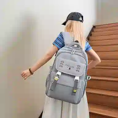 醇龙 多巴胺多功能大容量 尼龙 双肩包 男女同款情侣款 米白色/灰色/黑色/紫色/黄色/蓝色