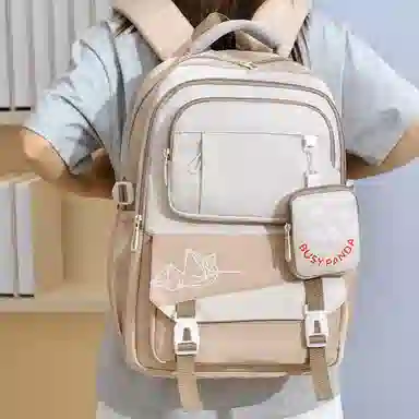 醇龙 初中生大容量简约时尚高中生轻便大学生撞色校园风潮 尼龙 双肩包 男女同款情侣款 多色