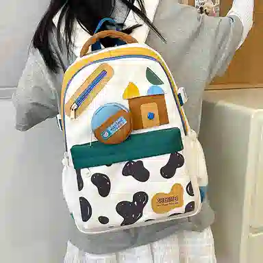 茵初 简约大容量韩季时尚开学生流行初高中纯色包版 尼龙 双肩包 常规 男女同款情侣款 多色