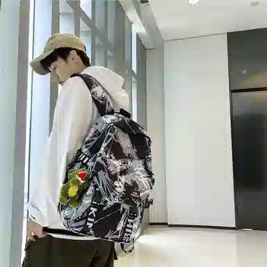 醇龙 涂鸦学生时尚潮流 尼龙 双肩包 常规 男女同款情侣款 多色