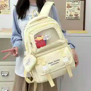 醇龙 尼龙男女通用多色书包小众设计尼龙高颜值日系学生书包大容量纯色旅行双肩包