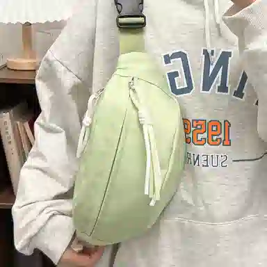 醇龙 运动潮流纯色 尼龙 单肩包腰包小挎包斜挎包胸包 男女同款情侣款 黄/绿/白/黑/粉