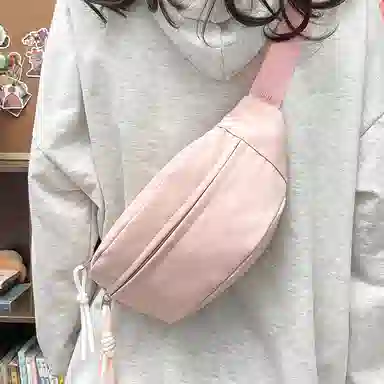 醇龙 运动潮流纯色 尼龙 单肩包腰包小挎包斜挎包胸包 男女同款情侣款 黄/绿/白/黑/粉