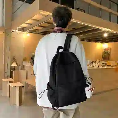 醇龙 大容量纯色休闲 尼龙 双肩包 常规 男女同款情侣款 黑色/白色/红色/蓝色