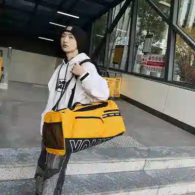 醇龙 休闲简约多功能旅游时尚百搭潮流 尼龙布 旅行包 男女同款情侣款 黄/红/黑/粉/卡其/绿