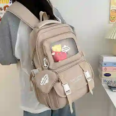 醇龙 尼龙男女通用多色书包小众设计尼龙高颜值日系学生书包大容量纯色旅行双肩包