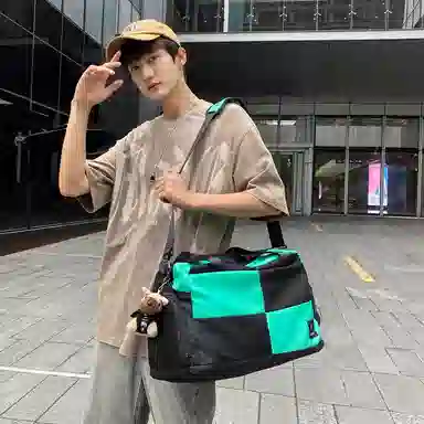 醇龙 大容量干湿分离时尚 尼龙 单肩包 男女同款情侣款 黑/红/黄/卡其/青绿/军绿/粉