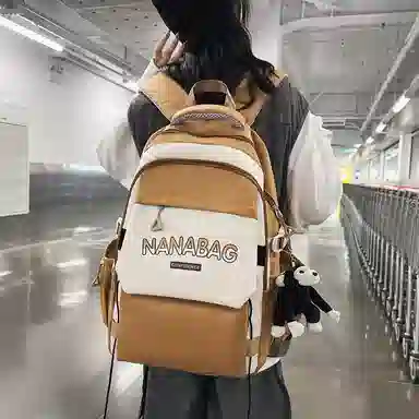 醇龙  尼龙男女通用多色双肩包简约耐脏撞色学生大容量耐磨旅行包