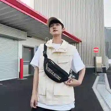 醇龙 背包骑行运动斜挎包休闲腰包 牛仔布 胸包 男女同款情侣款