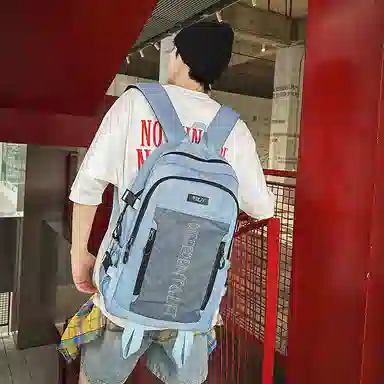 醇龙 大容量休闲百搭轻便 尼龙拼网 双肩包 常规 男女同款情侣款 多色