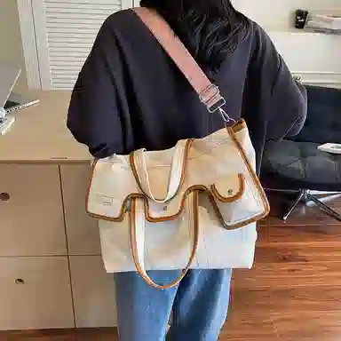 醇龙 时尚百搭方形帆撞色设计 尼龙 托特包单肩手提包 常规 男女同款情侣款 多色