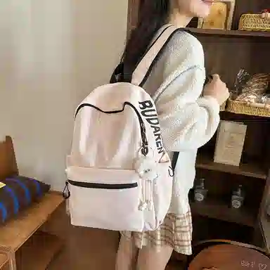 醇龙 纯色简约大学生时尚旅行高中学生 尼龙 双肩包 男女同款情侣款 多色