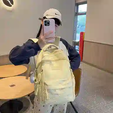 醇龙 韩版简约潮初高中学生书包大容量轻便背包 尼龙 双肩包 女款 多色