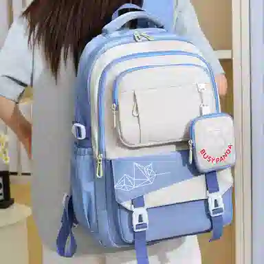 醇龙 初中生大容量简约时尚高中生轻便大学生撞色校园风潮 尼龙 双肩包 男女同款情侣款 多色