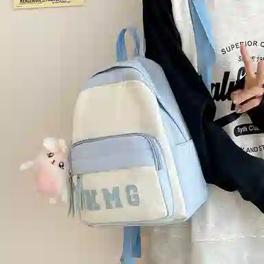 醇龙 撞色字母出游旅行韩系学院风轻便 尼龙 双肩包 常规 粉/蓝/黑/黄/绿