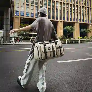 醇龙 中性风休闲简约多功能旅游时尚百搭 尼龙 旅行包 男女同款情侣款 黑/粉/卡其/青绿/黄/军绿