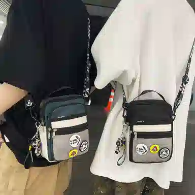 醇龙 轻便百搭小背潮牌手机包休闲斜挎包手提 尼龙 单肩包 常规 男女同款情侣款 黑/墨绿/黑白/卡其/灰