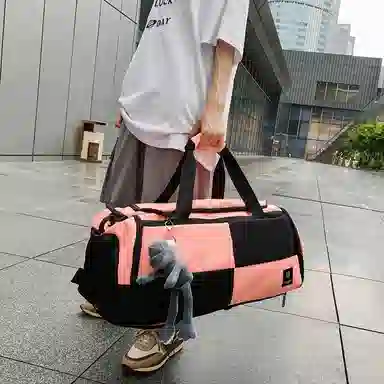 醇龙 简约多功能干湿分离百搭休闲撞色设计短途旅游时尚百搭 牛津布 旅行包 男女同款情侣款 蓝/灰/粉/青绿/黑/红/黄/紫