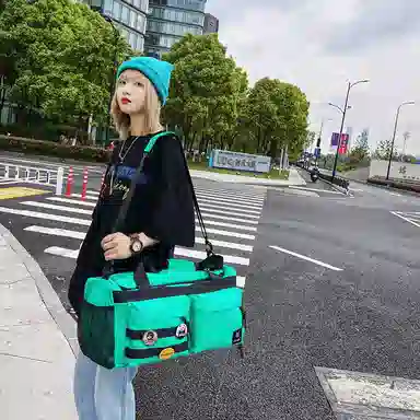 醇龙 大容量干湿分离时尚休闲 尼龙布 单肩包 男女同款情侣款 黑/青绿/黄/蓝/军绿/粉/卡其