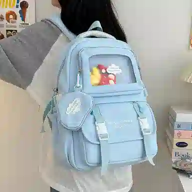 醇龙 尼龙男女通用多色书包小众设计尼龙高颜值日系学生书包大容量纯色旅行双肩包