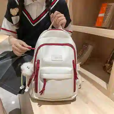 醇龙  尼龙男女通用多色书包大容量学生轻便减负护脊高颜值背包纯色多口袋双肩包