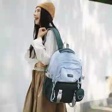 醇龙 书包初高中生大容量百搭背包学生拼接电脑旅行 尼龙 双肩包 男女同款情侣款 多色