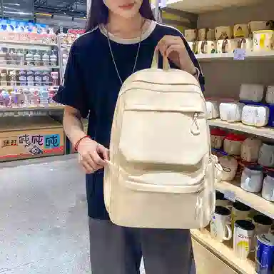 醇龙 超酷简约纯色大容量 尼龙 双肩包 男女同款情侣款 白色/灰色/黑色/黄色