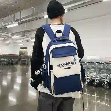 醇龙  尼龙男女通用多色双肩包简约耐脏撞色学生大容量耐磨旅行包