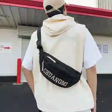 醇龙 背包骑行运动斜挎包休闲腰包 牛仔布 胸包 男女同款情侣款