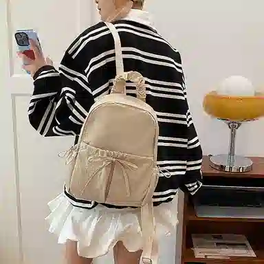 醇龙 时尚简约纯色百搭高级感 尼龙 双肩包 女款 多色