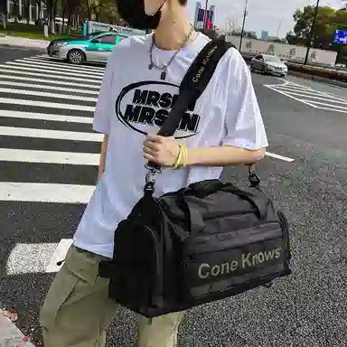 醇龙 多功能休闲工装风字母设计干湿分离 尼龙拼网 旅行包 常规 男女同款情侣款 黑色/灰色/绿色