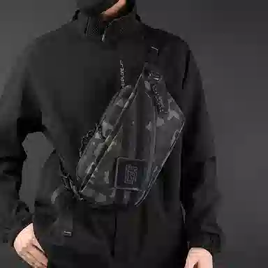 醇龙 多功能运动防水斜挎百搭韩版大容量休闲单肩斜挎小包 尼龙布 胸包 常规 男女同款情侣款 黑/军绿/迷彩/灰/深蓝